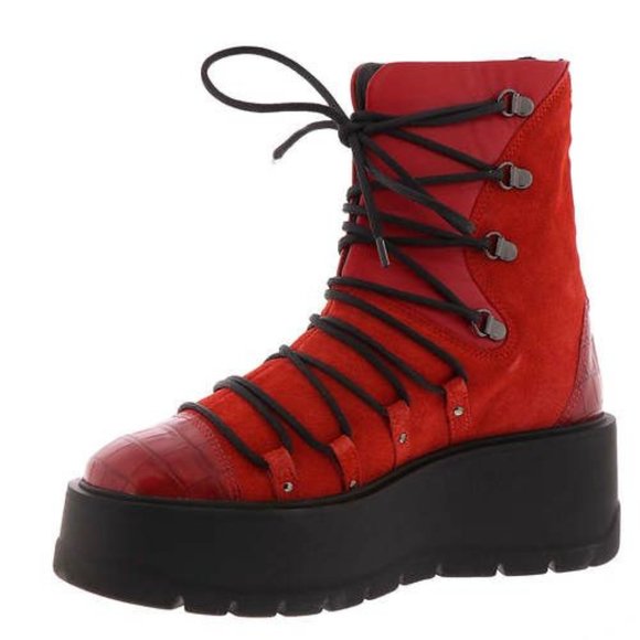 Free People Shoes - Free People Leather Red Simone Wedge Platform Boot Heart Size 41 US 11 NEW